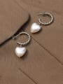 thumb Titanium 316L Stainless Steel Freshwater Pearl Heart Minimalist Drop Earring with e-coated waterproof 1