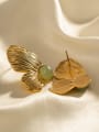 thumb Stainless steel Emerald Butterfly Vintage Stud Earring 2