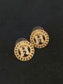 thumb Brass Cubic Zirconia Letter Vintage Stud Earring 0