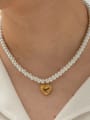 thumb Stainless steel Imitation Pearl Heart Vintage Necklace 1