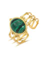 thumb Stainless steel Malchite Geometric Vintage Band Ring 3