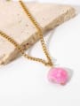 thumb Stainless steel Pink Natural stone Geometric Trend Necklace 2