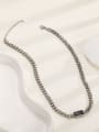 thumb Titanium Steel Glass Stone Geometric Vintage Hollow Chain Necklace 1