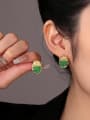 thumb Brass Natural Stone Oval Trend Stud Earring 1