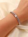 thumb Stainless steel Glass Stone Hollow  Geometric  Chain Vintage Link Bracelet 1