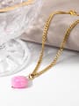 thumb Stainless steel Pink Natural stone Geometric Trend Necklace 1