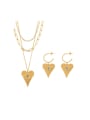 thumb Titanium Steel Cubic Zirconia Trend Heart  Earring and Necklace Set 0