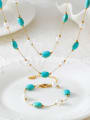 thumb Stainless steel Minimalist Irregular  Turquoise  Bracelet and Necklace Set 3