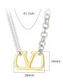 thumb Stainless steel Cubic Zirconia Geometric Vintage Asymmetrical Chain Necklace 2