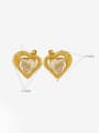 thumb Brass Cubic Zirconia Heart Dainty Stud Earring 2