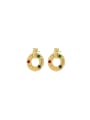 thumb Brass Cubic Zirconia Round Trend Stud Earring 0