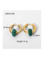 thumb Stainless steel Green Geometric Colored stones Vintage Huggie Earring 1