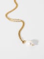 thumb Stainless steel Freshwater Pearl Ball Dainty Necklace 0