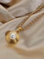 thumb Stainless steel Freshwater Pearl Round Trend Necklace 2