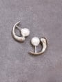 thumb Brass Imitation Pearl Geometric Vintage Stud Earring 2