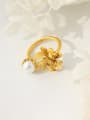 thumb Brass Imitation Pearl Flower Vintage Band Ring 1