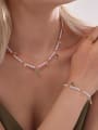 thumb Titanium Steel Imitation Pearl  Minimalist Heart Bracelet and Necklace Set 1