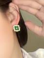thumb Brass Cubic Zirconia Enamel Clover Hip Hop Stud Earring 2