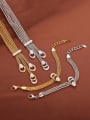 thumb Titanium Steel Cubic Zirconia Hip Hop Tassel   Bracelet and Necklace Set 2