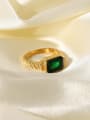thumb Stainless steel Cubic Zirconia Green Geometric Vintage Band Ring 2