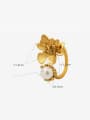 thumb Brass Imitation Pearl Flower Vintage Band Ring 4