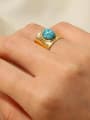 thumb Stainless steel Turquoise Geometric Vintage Ring 1