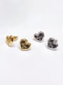 thumb Brass Rhinestone Heart Vintage Stud Earring 0