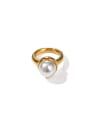 thumb Stainless steel Imitation Pearl Geometric Dainty Band Ring 0