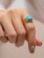 thumb Stainless steel Turquoise Geometric Hip Hop Stackable Ring 3