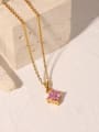 thumb Stainless steel Cubic Zirconia Pink Geometric Trend Necklace 3