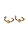 thumb Brass Flower Vintage C Shape  Stud Earring 4