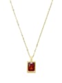 thumb Light luxury compact French square color zirconium necklace 0
