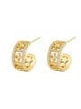 thumb Brass Cubic Zirconia Geometric Letter Minimalist Stud Earring 0