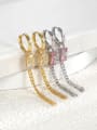thumb Brass Cubic Zirconia Geometric Tassel  Vintage Threader Earring 3