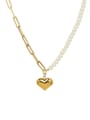 thumb Titanium 316L Stainless Steel Imitation Pearl Heart Vintage Necklace with e-coated waterproof 0