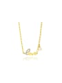 thumb Stainless steel Cubic Zirconia Letter Dainty Necklace 0
