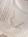 thumb Stainless steel Freshwater Pearl Geometric Necklace 2
