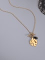 thumb Titanium 316L Stainless Steel Hollow Leaf Vintage Necklace with e-coated waterproof 2
