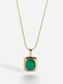 thumb Stainless steel Emerald Green Rectangle Trend Necklace 0