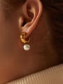 thumb Titanium Steel Imitation Pearl C Shape Minimalist Drop Earring 1