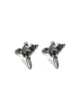 thumb Titanium 316L Stainless Steel Cubic Zirconia Cross Wing Vintage Stud Earring with e-coated waterproof 0