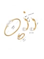 thumb Stainless steel Imitation Pearl Hip Hop Irregular Ring Earring And Bracelet Set 1