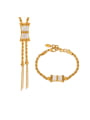 thumb Titanium Steel Cubic Zirconia Hip Hop Tassel  Bracelet and Necklace Set 0