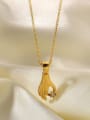 thumb Stainless steel Cubic Zirconia Hand Of Gold Trend Necklace 0