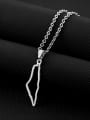 thumb Stainless steel Geometric Ethnic Israel's hollowed out map Necklace 3