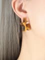 thumb Brass Geometric Minimalist Huggie Earring 1
