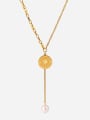 thumb Stainless steel Freshwater Pearl Round Trend Lariat Necklace 0