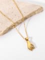 thumb Stainless steel Cubic Zirconia Hand Of Gold Trend Necklace 2