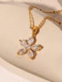 thumb Stainless steel Cubic Zirconia Flower Trend Necklace 1