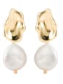 thumb Creative Korean Pearl Earrings European and American temperament dumb gold geometric female Earrings 3